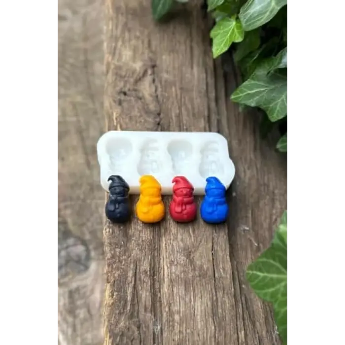 3D Kardan Adam Mini Dörtlü Mum Kalıbı (Silikon)