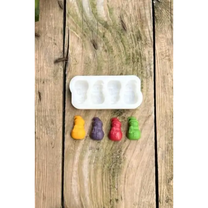 3D Kardan Adam Mini Dörtlü Mum Kalıbı (Silikon)