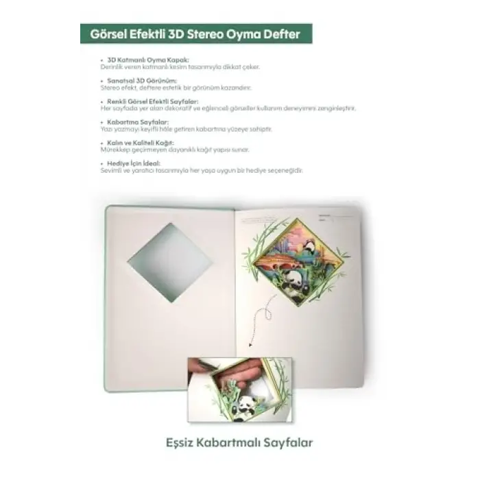 3D Panda Temalı Defter