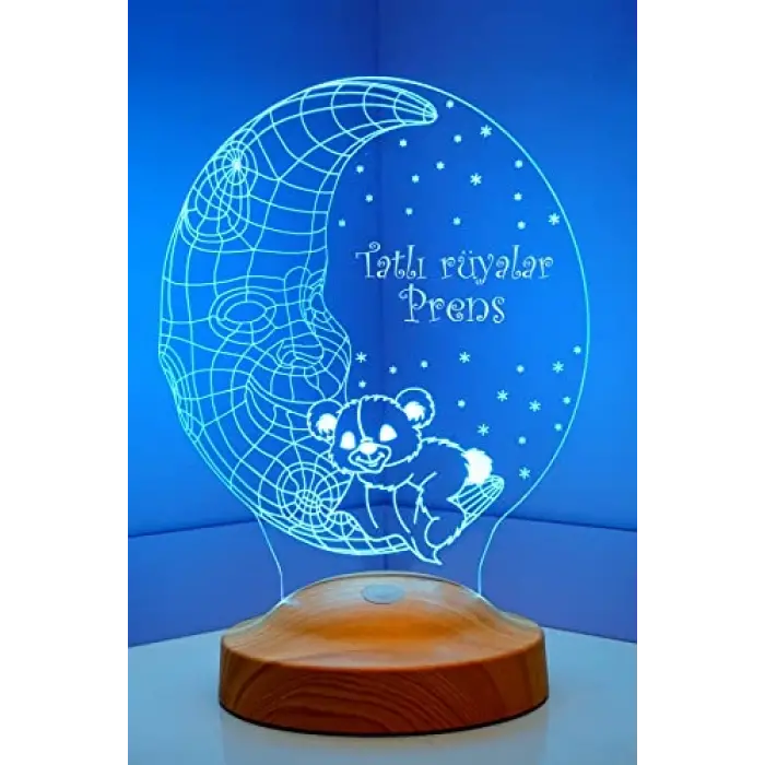 3D Tatlı Rüyalar Prens 3 Boyutlu Aydede Ayıcık Led Lamba