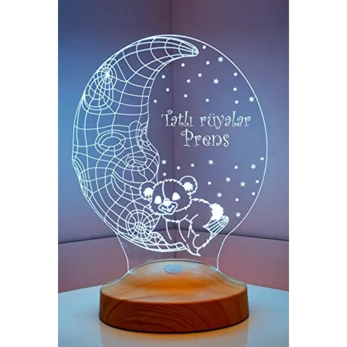 3D Tatlı Rüyalar Prens 3 Boyutlu Aydede Ayıcık Led Lamba