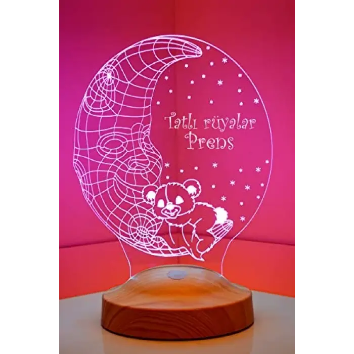 3D Tatlı Rüyalar Prens 3 Boyutlu Aydede Ayıcık Led Lamba