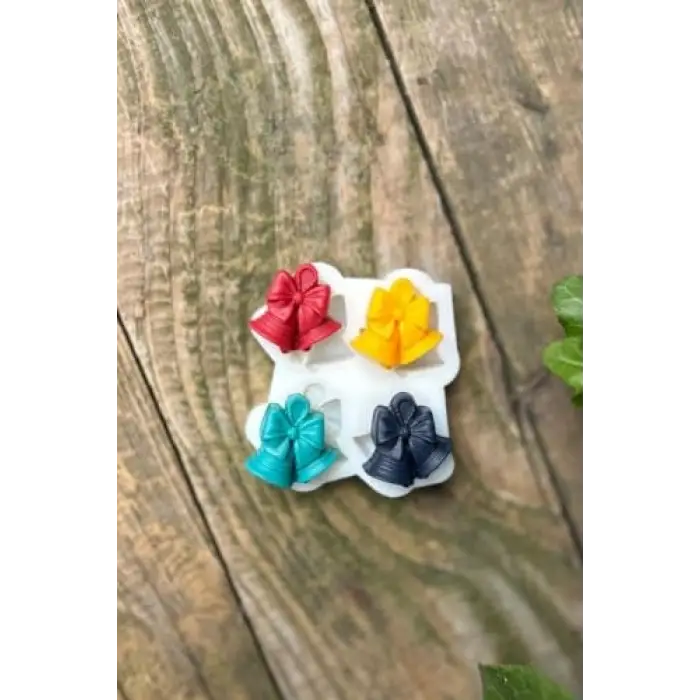 3D Yılbaşı Çanı Mini Dörtlü Mum Kalıbı (Silikon)
