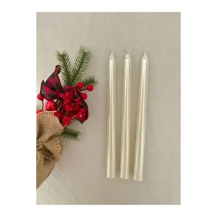 3lü Sedef Inci Renkli Şamdan Mumu