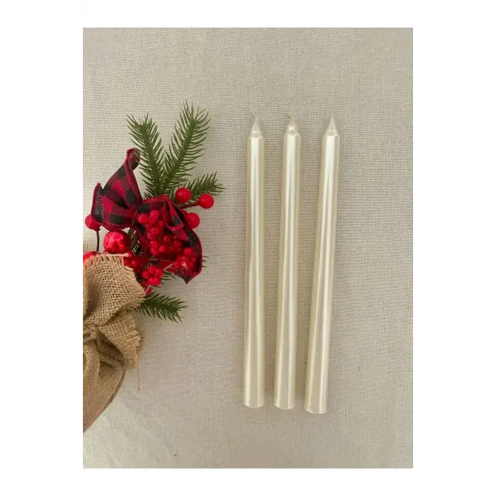 3lü Sedef Inci Renkli Şamdan Mumu