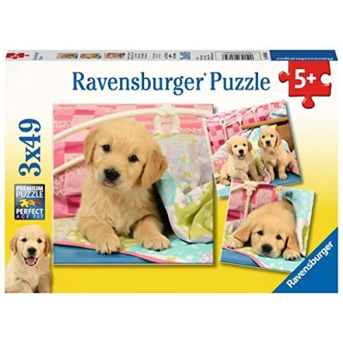 3x49 Parça Puzzle Puppies Renkli 3+