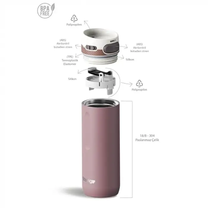 4 Action Trigger-Control Çelik Termos 500 ML, Twilight Mauve, ST-230