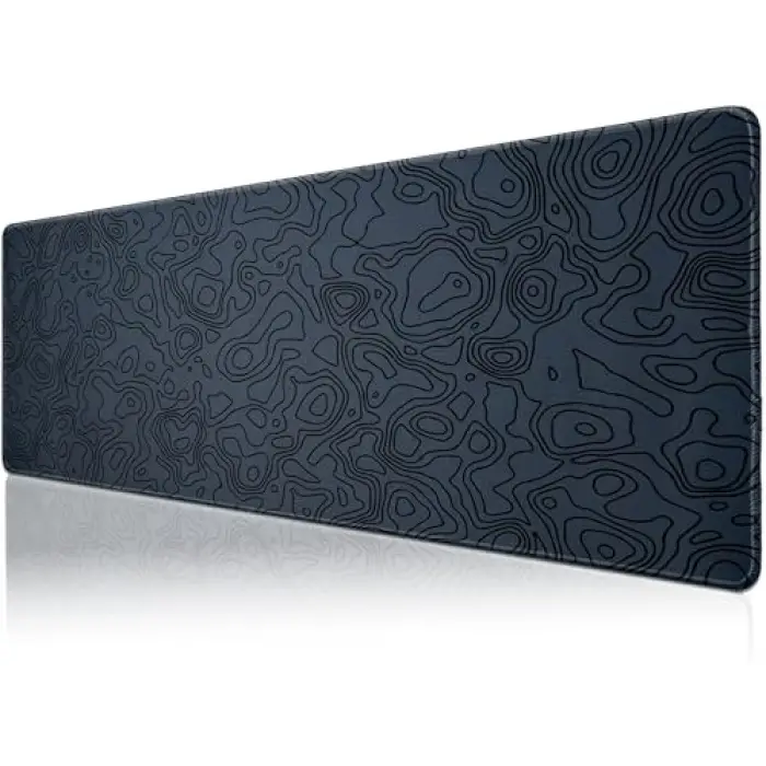 4 Farklı Model Dikişli Kenar 100x50 cm Oyuncu Mouse Pad (Dark Grey Map Lines)