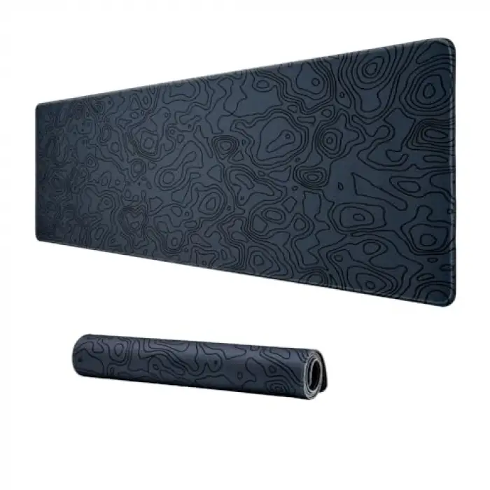 4 Farklı Model Dikişli Kenar 100x50 cm Oyuncu Mouse Pad (Dark Grey Map Lines)