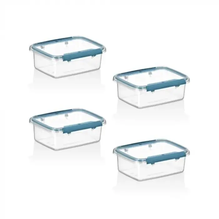 4Lü Set Press - Lock Saklama Kabı 360 ML MAVİ