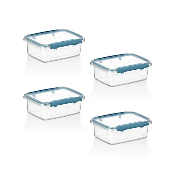 4Lü Set Press - Lock Saklama Kabı 360 ML MAVİ