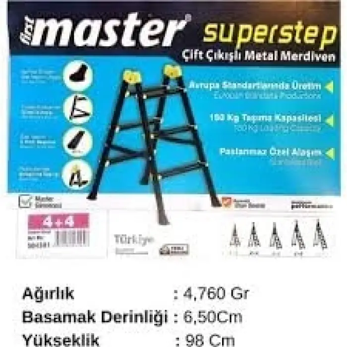 4 Master süperstep çift çıkışlı merdiven 4 +