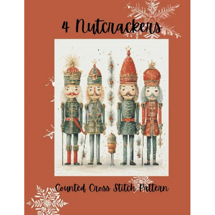 4 Nutcrackers: Counted Cross Stitch Pattern, Holiday Cross Stitch