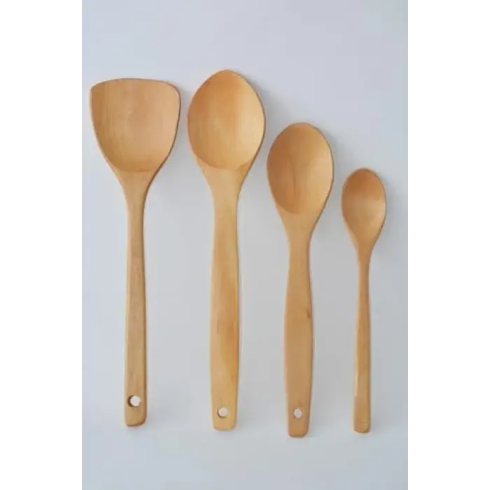 4 Parça Cilalı Ahşap Kaşık Seti