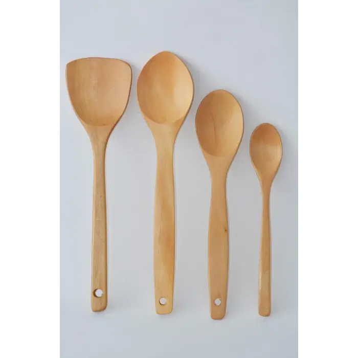 4 Parça Cilalı Ahşap Kaşık Seti