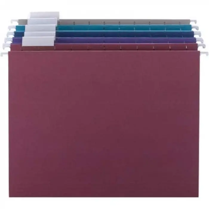 4 x askılı file Folder with Tab, 1/5-Cut Adjustable Tab, Letter size, çeşitli Jewel Tone Colors, 25 Box (64056) by