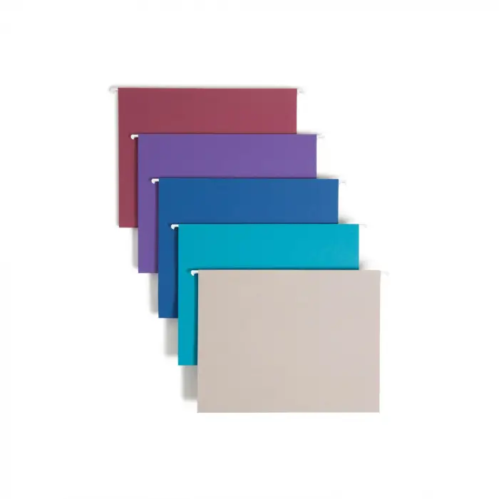 4 x askılı file Folder with Tab, 1/5-Cut Adjustable Tab, Letter size, çeşitli Jewel Tone Colors, 25 Box (64056) by