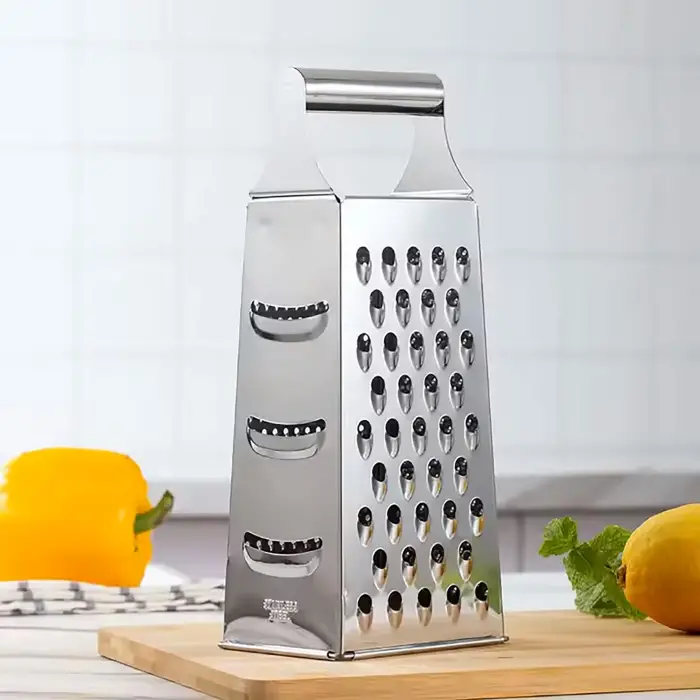 4 Yüzeyli Mutfak Rendesi, Metal Saplı, Gümüş