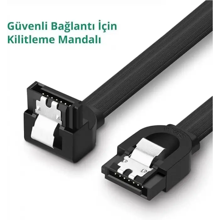 40 cm Sata Data Kablo - 90 Derece - Metal Klip