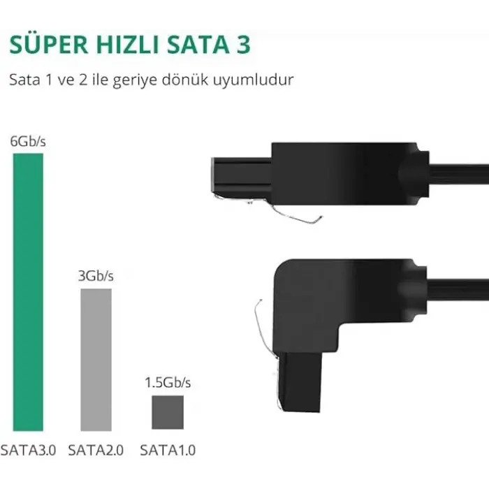 40 cm Sata Data Kablo - 90 Derece - Metal Klip