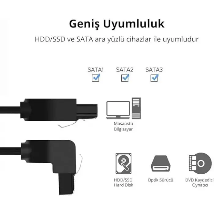 40 cm Sata Data Kablo - 90 Derece - Metal Klip