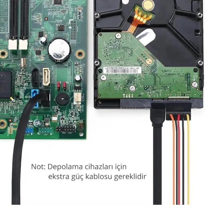 40 cm Sata Data Kablo - 90 Derece - Metal Klip