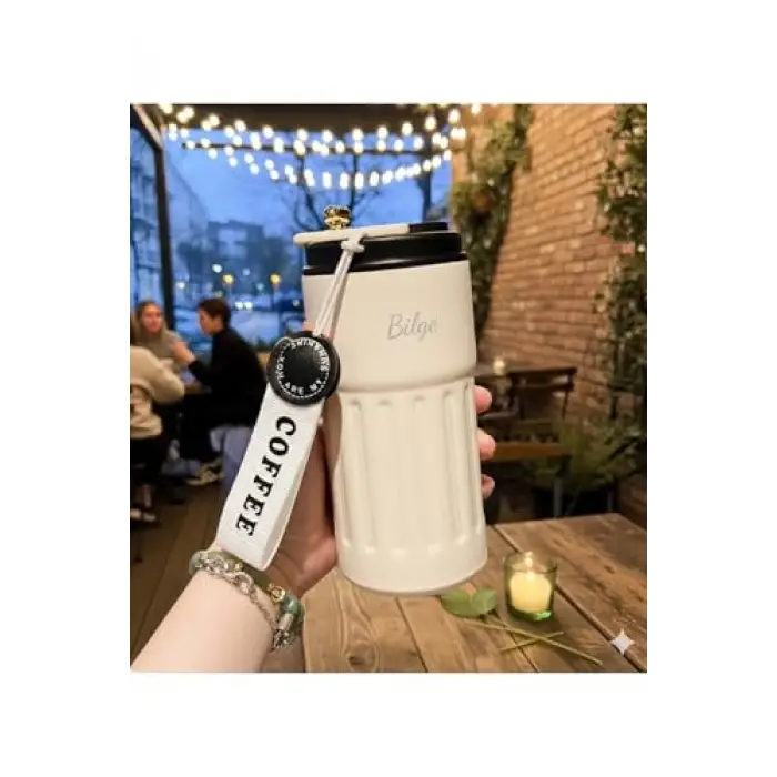 400 ml Coffee Dereceli Beyaz Termos