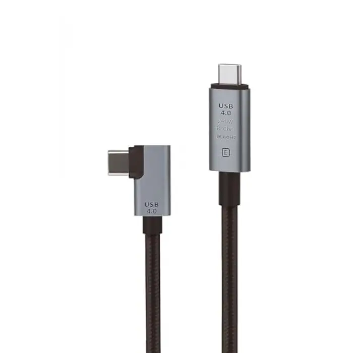40Gbps 240W 4.0 Thunderbolt L Shape Type-C to Type-C Şarj, Data ve 8K 60Hz Data Transfer Kablosu Tip C 30 cm - PD240W