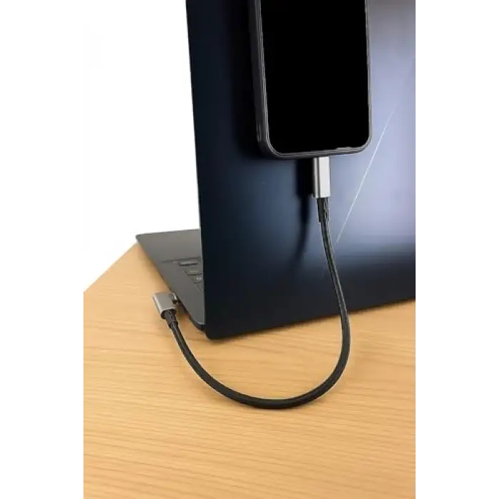 40Gbps 240W 4.0 Thunderbolt L Shape Type-C to Type-C Şarj, Data ve 8K 60Hz Data Transfer Kablosu Tip C 30 cm - PD240W