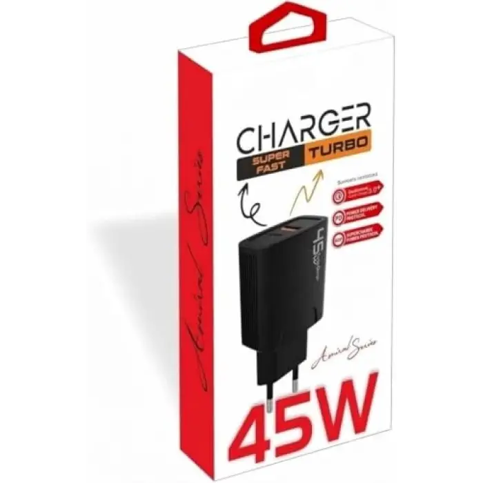 45 watt USB + Type-C PD Hızlı Şarj Başlık Adaptör Fast Turbo Qualcomm 3.0 (Yerli Üretim) (45w Çift Giriş)