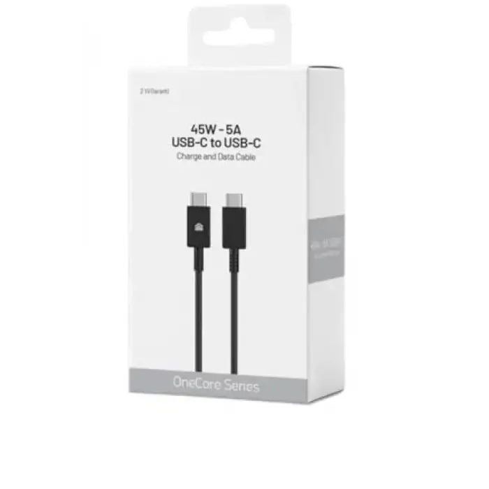 45W-5A USB-C to USB-C Hızlı Şarj ve Data Kablosu 1m Siyah