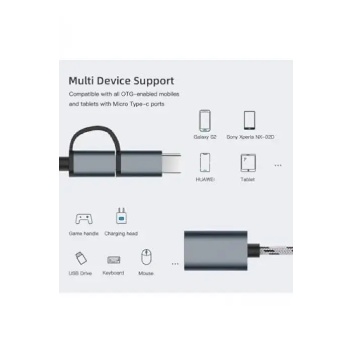 4901 USB 3.0 OTG To Type-C Micro USB Data Şarj Çevirici Dönüştürücü Adaptör