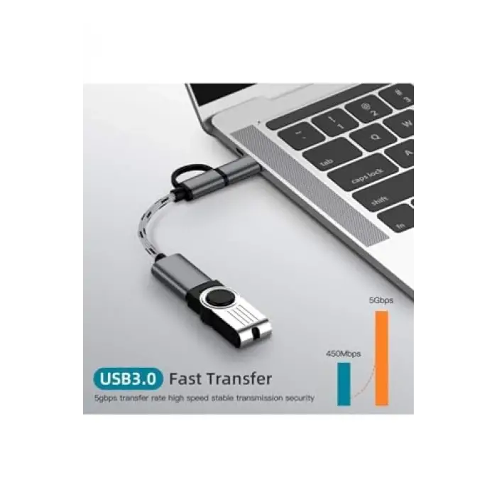 4901 USB 3.0 OTG To Type-C Micro USB Data Şarj Çevirici Dönüştürücü Adaptör