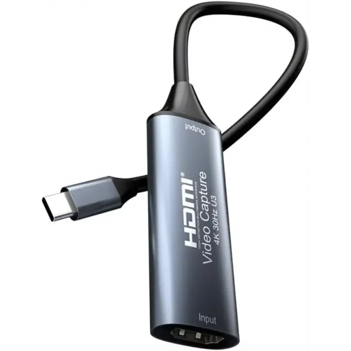4K USB C 2.0 Type-C Video Capture Görüntü Yakalama Adaptörü Usb 4K 30Hz Akış Öğretim Video Konferans veya Canlı Yayın için Oyun Yakalama Kartı (HDMI aktarma için Kullanılmaz)