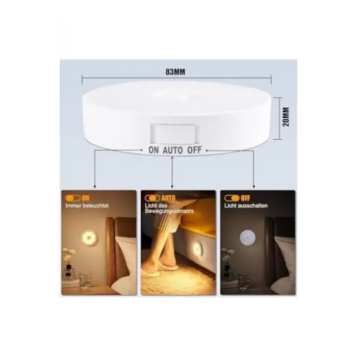 4’lü Hareket Sensörlü Şarjlı Led Lamba – Beyaz Işık | USB Type-C, Mıknatıslı