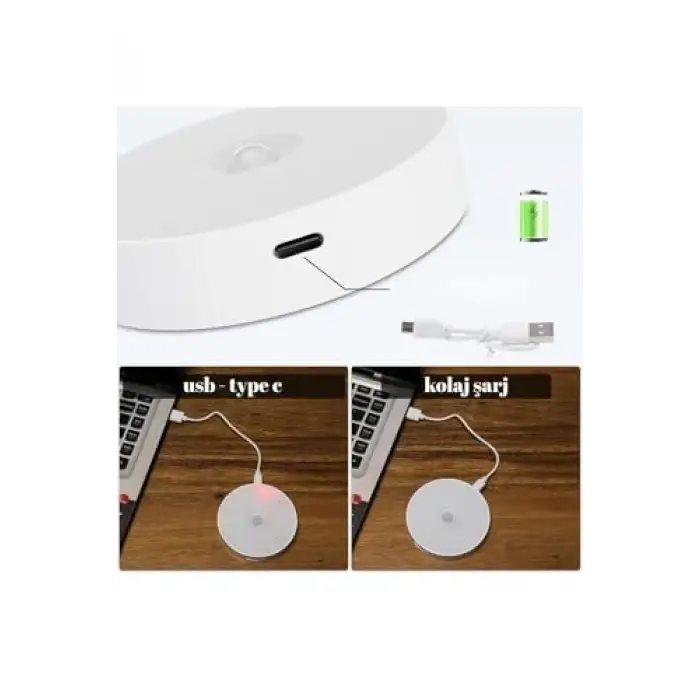 4’lü Hareket Sensörlü Şarjlı Led Lamba – Beyaz Işık | USB Type-C, Mıknatıslı