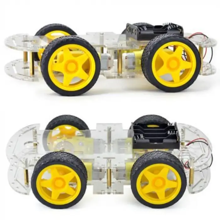 4WD Robot Araba Platformu - Çift Katlı Pleksi Şase Kiti