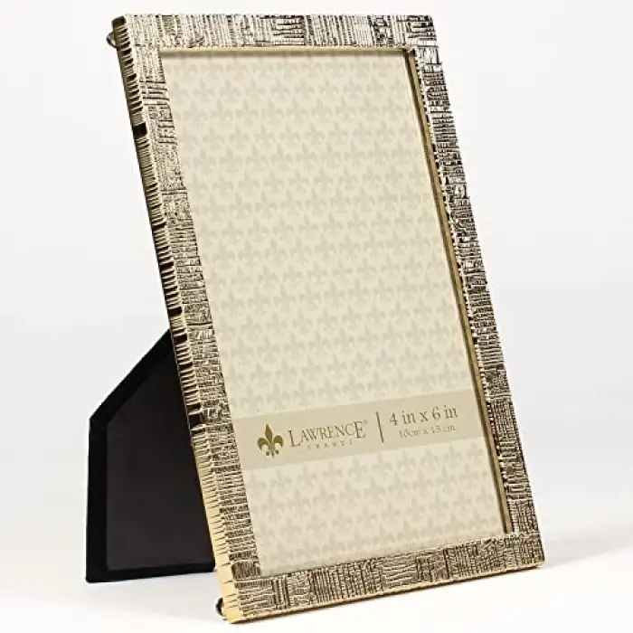 4x6 Gold Metal Picture with Linen Pattern