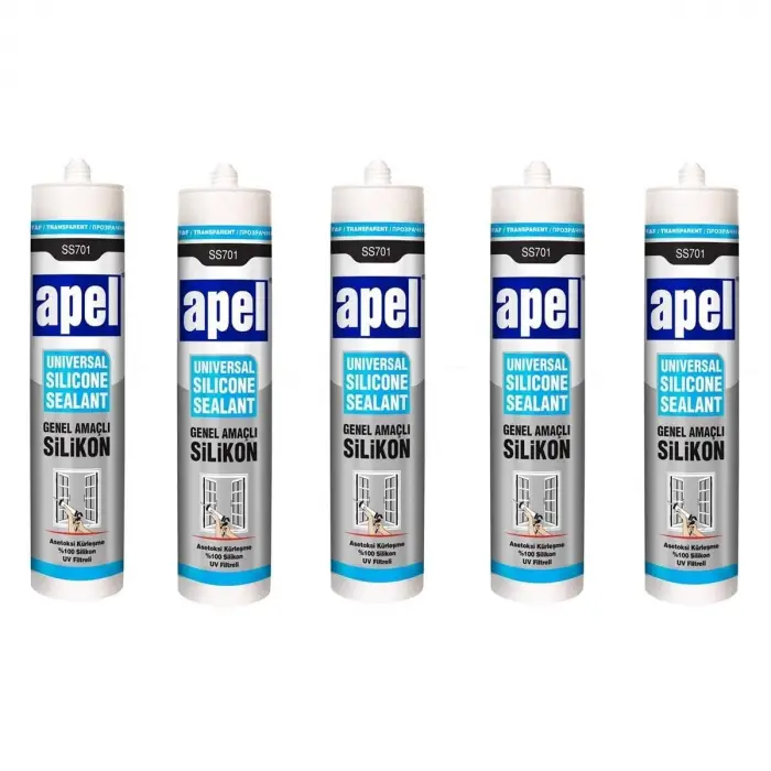 5 Adet Genel Amaçlı Silikon Şeffaf 250 ml