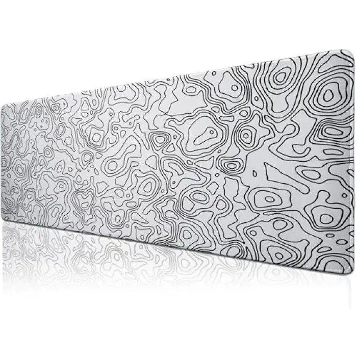 5 Farklı Model Dikişli Kenar 120x60 cm Oyuncu Mouse Pad (White Map Lines)