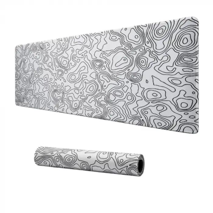 5 Farklı Model Dikişli Kenar 120x60 cm Oyuncu Mouse Pad (White Map Lines)