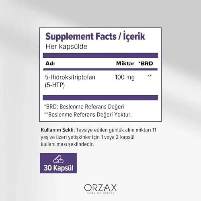 5-Htp, 100 mg, 30 kapsül