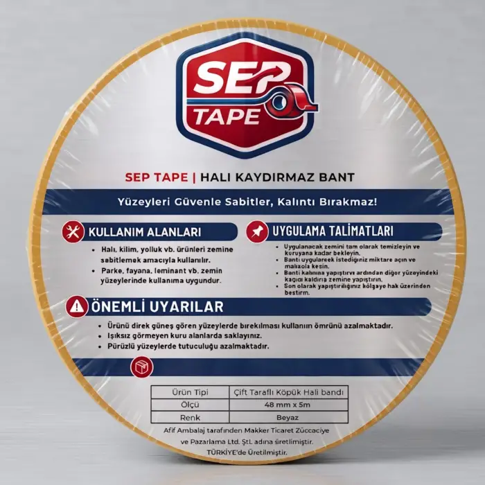 5 Metre x 48 mm Çift Taraflı Halı Sabitleme Köpük Bant