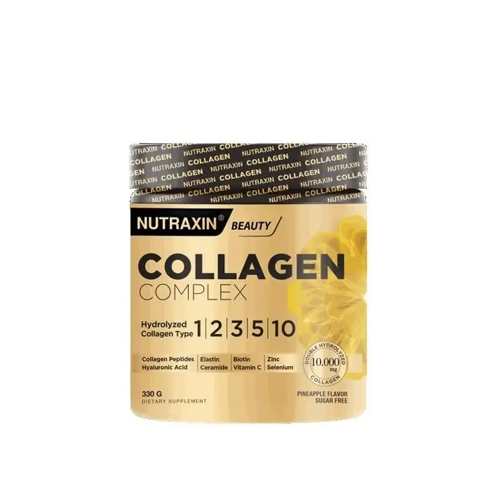 5 tip kolajen tozu, 330 g; hyalüronik asit, elastin, C vitamini ve biotin