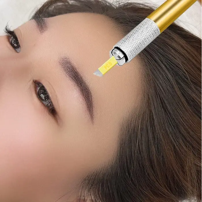 50 Adet Tek Kullanımlık Kaş Mikroblading, Microblading Kalemi, Kaş Microblading, PCD 12 Pin Şekilli Manuel Microblading Aracı (0,25 mm-12P)