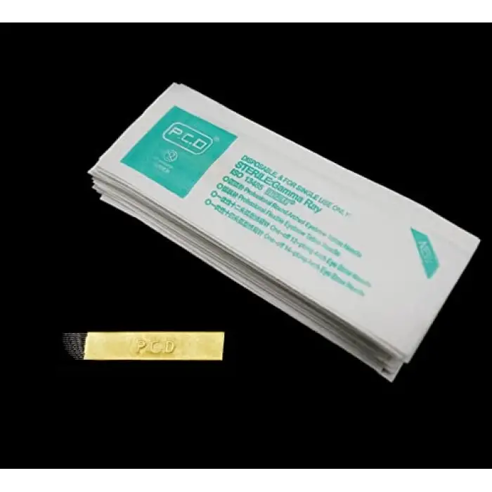 50 Adet Tek Kullanımlık Kaş Mikroblading, Microblading Kalemi, Kaş Microblading, PCD 12 Pin Şekilli Manuel Microblading Aracı (0,25 mm-12P)
