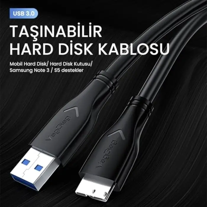 50 cm USB 3.0 Micro-B Hdd Şarj ve Veri Kablosu