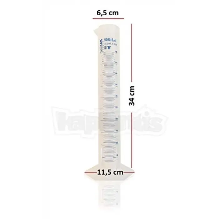 500 ml plastik mezür, mavi skala