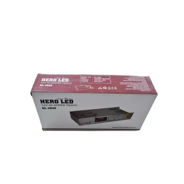 500W 40A 12V Kalın Kasa Şerit LED Trafosu