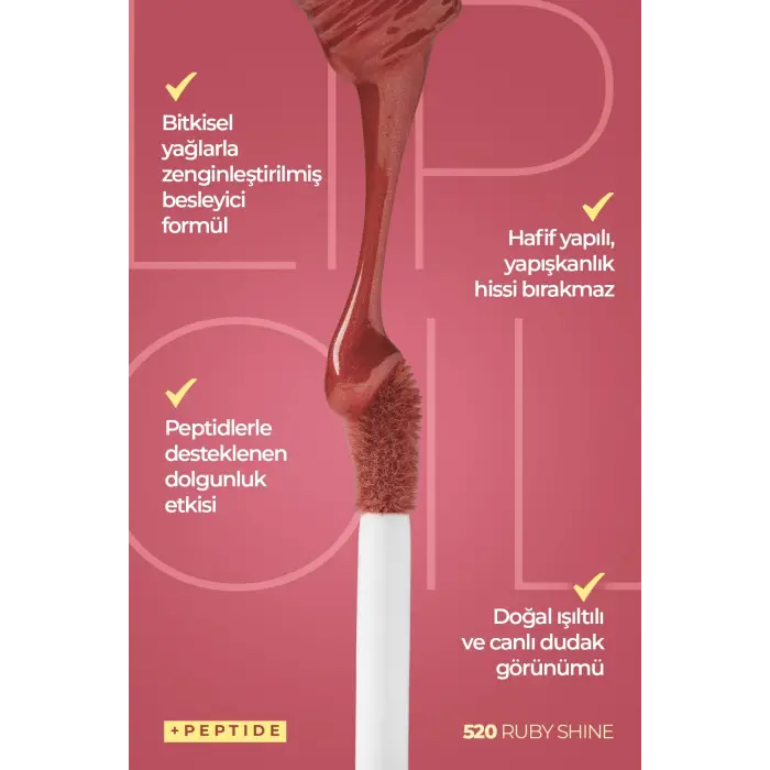 520 Ruby Shine Peptit İçerikli Dudak Yağı